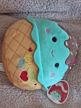 Squishmallows Mint Green Brown Plush Ice Cream Cone